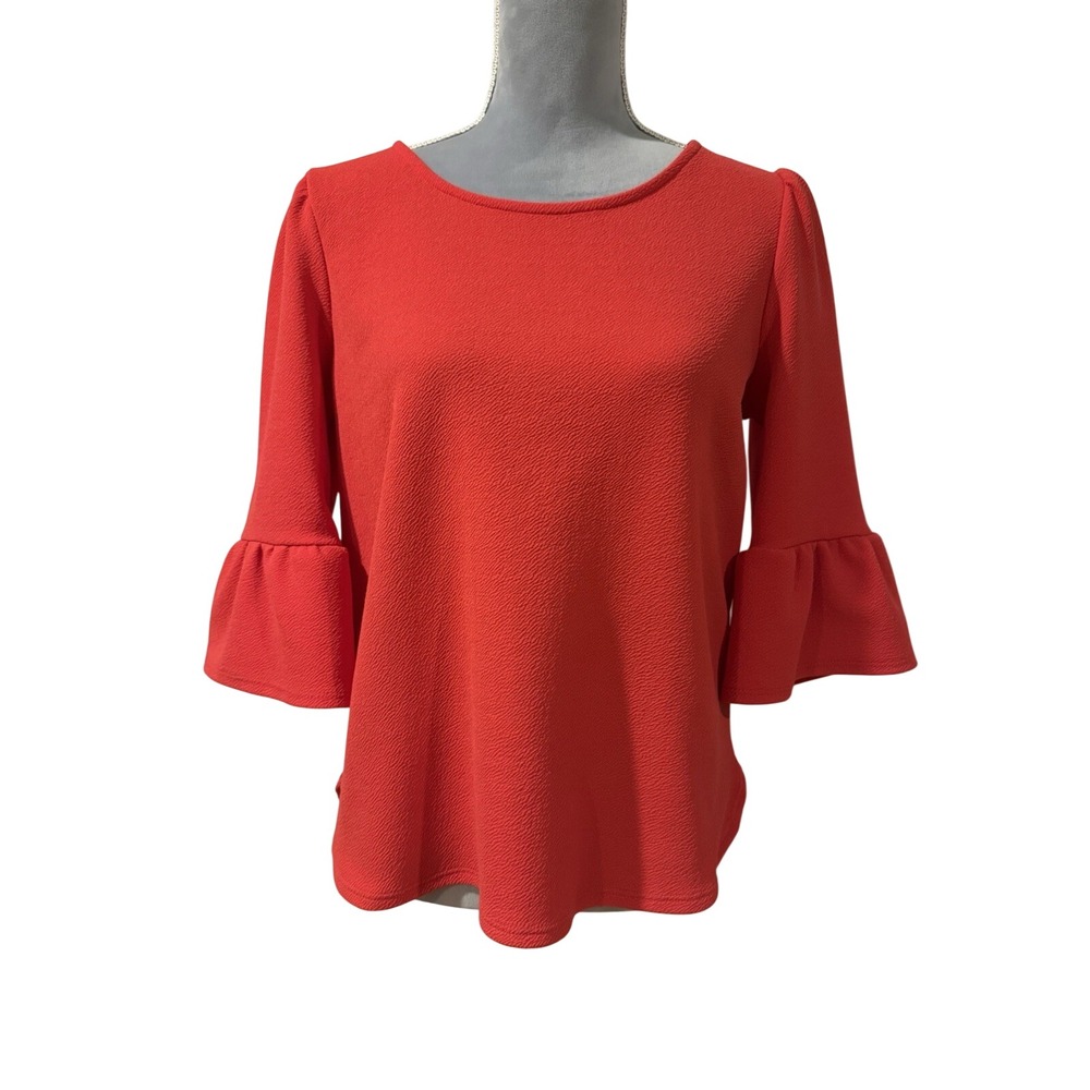 Green‎ Envelope Women's LG Red Pink Pullover Blouse Top Bell Sleeves Career